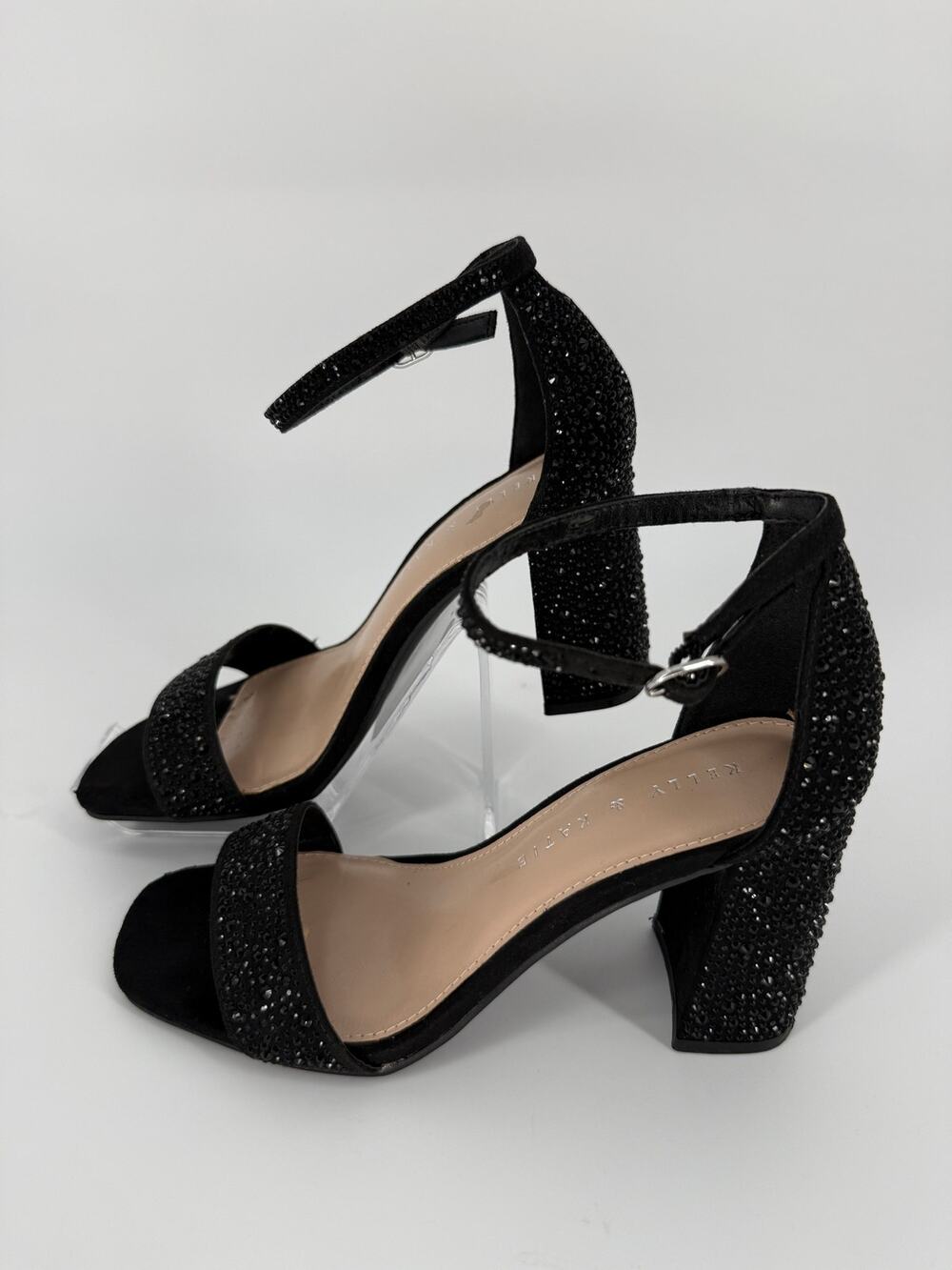 Kelly & Katie Capital X Women’s 6M Black Rhinestone Block Heel Sandals